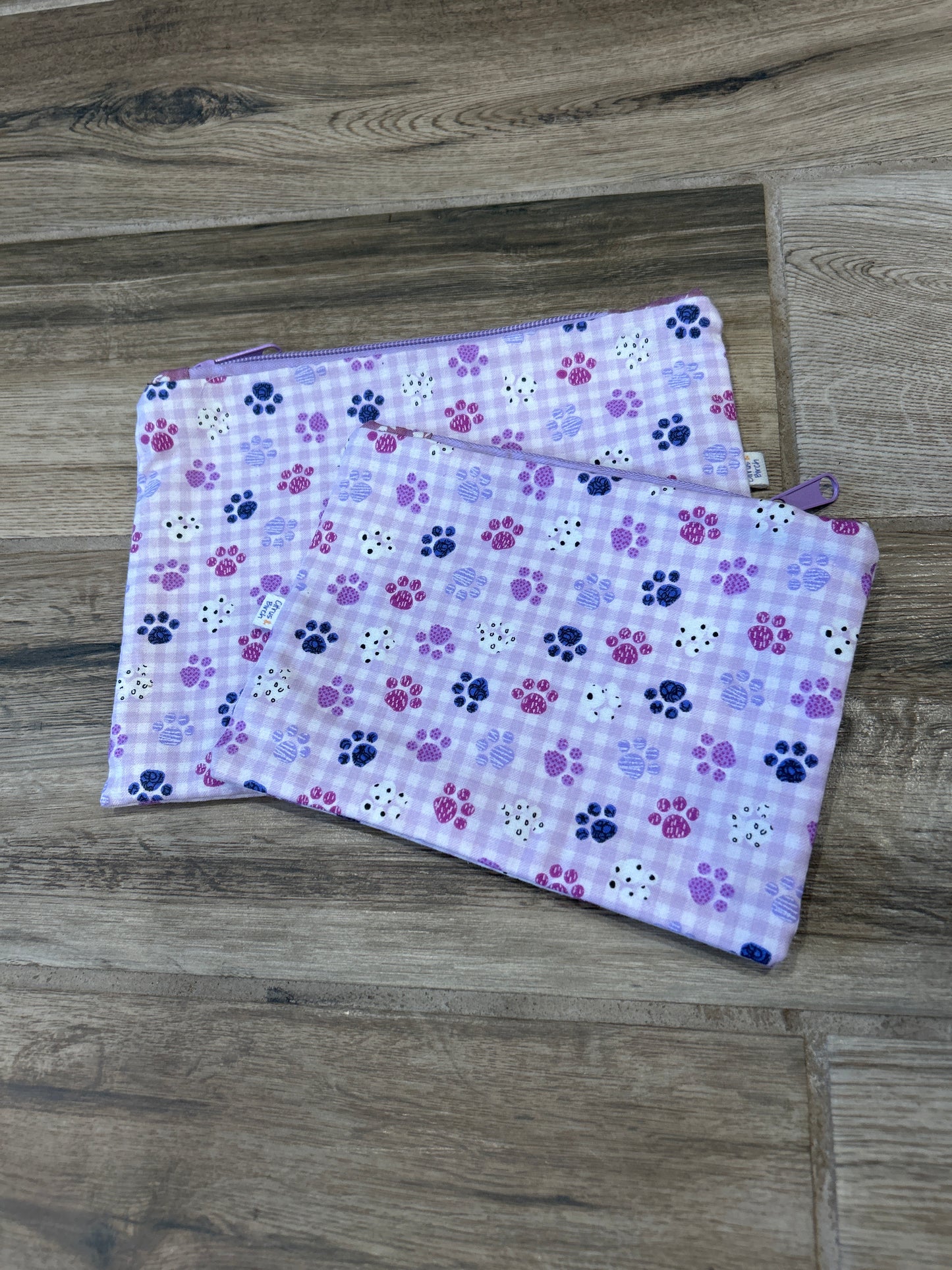 Purple Paw Print Zipper Pouches