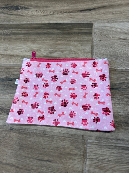 Pink Paw Print Zipper Pouch