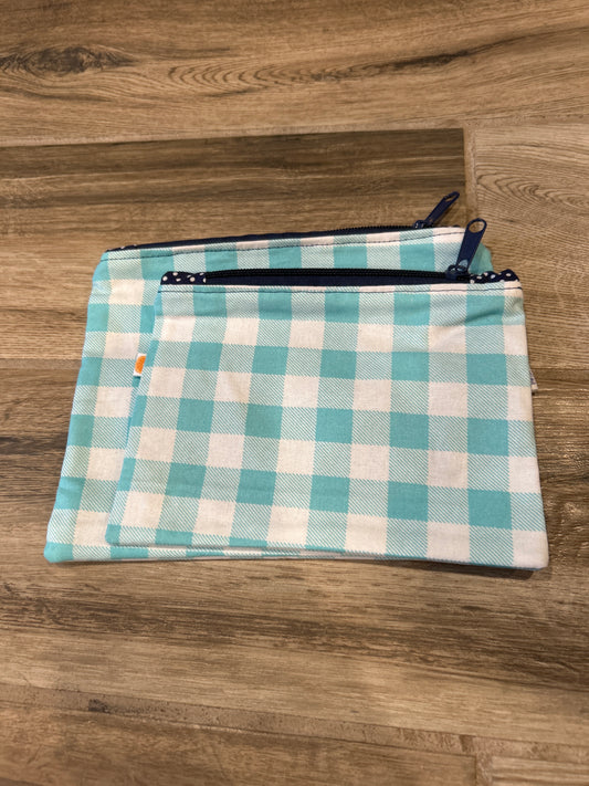 Blue Plaid Zipper Pouches