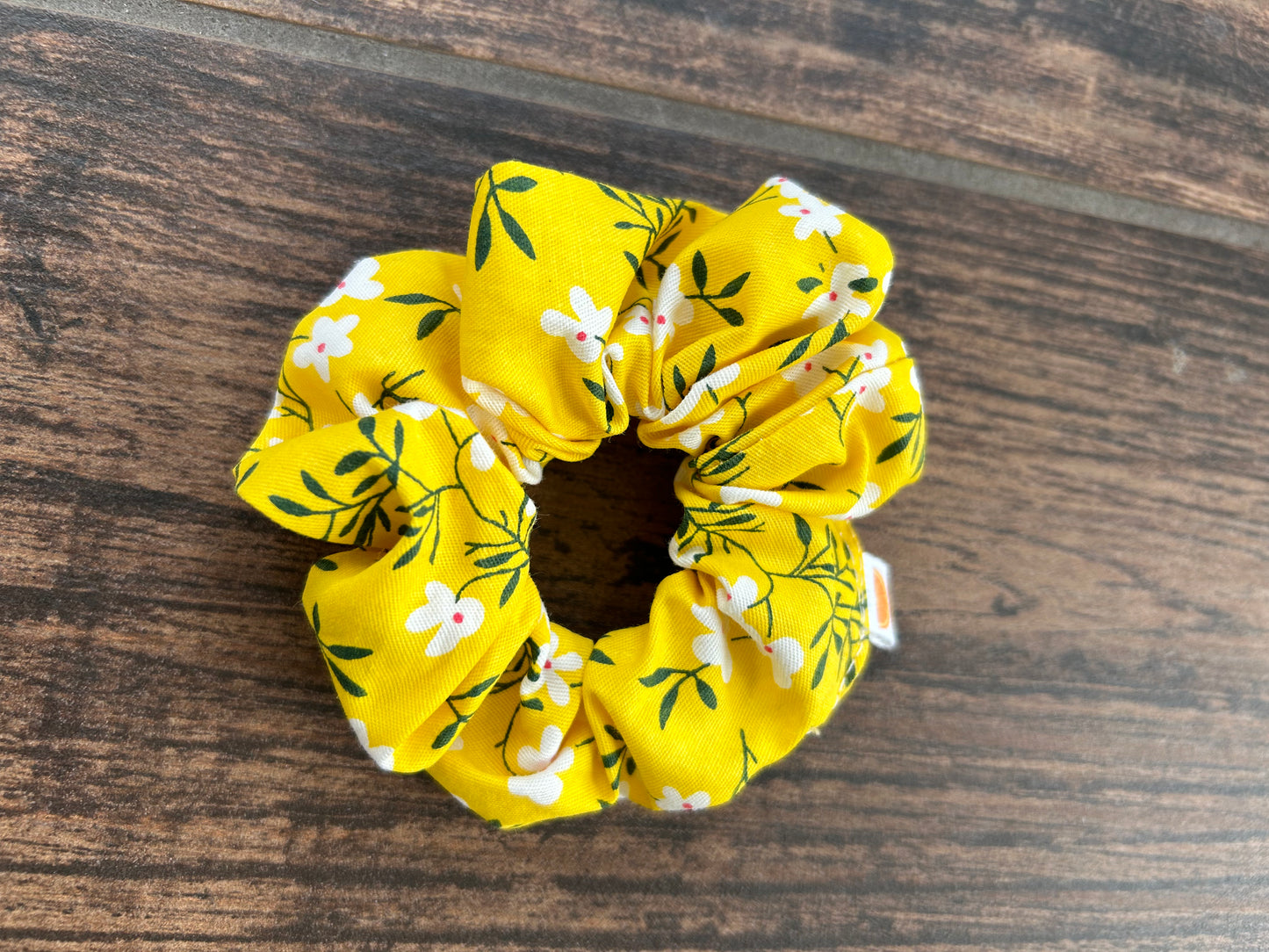 Yellow Small Print Floral Scrunchie