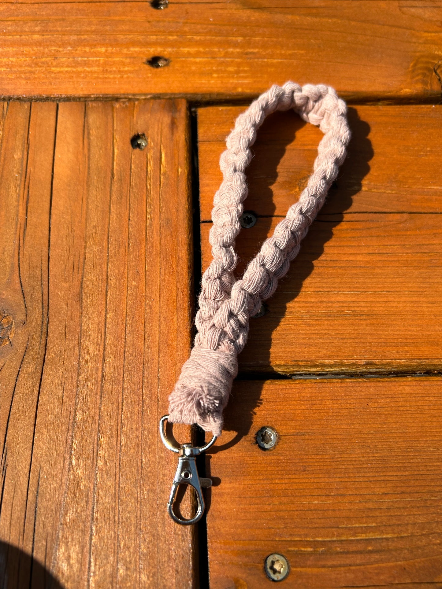 Neutral Light Brown Macrame Wristlet