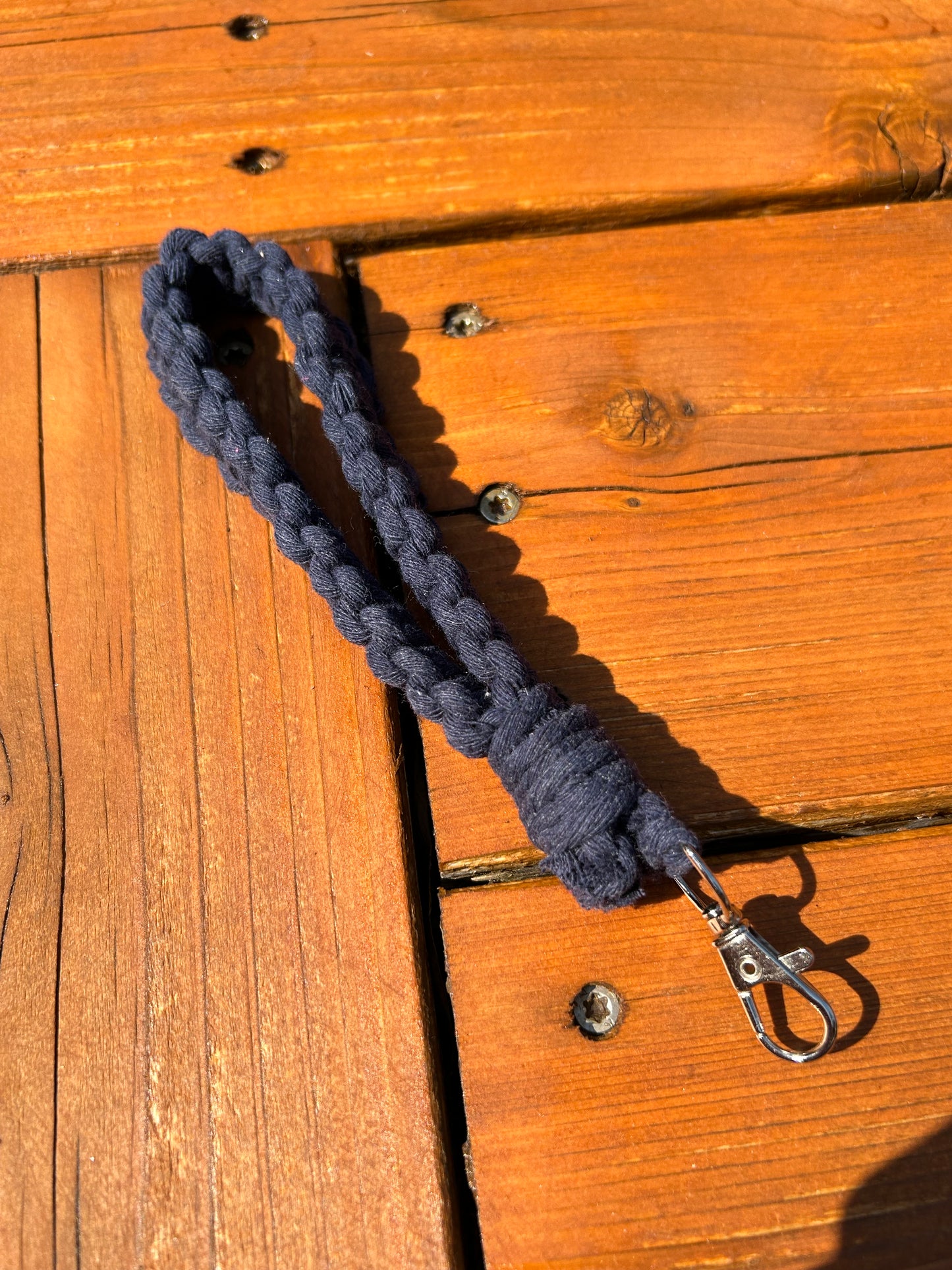 Navy Blue Macrame Wristlet