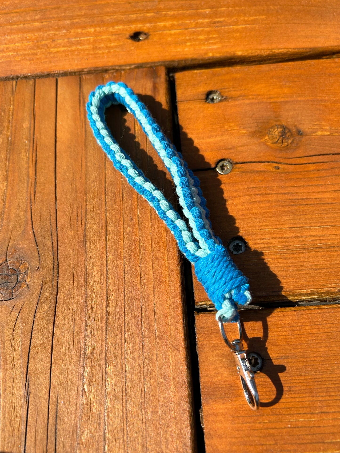 Double Blue Macrame Wristlet