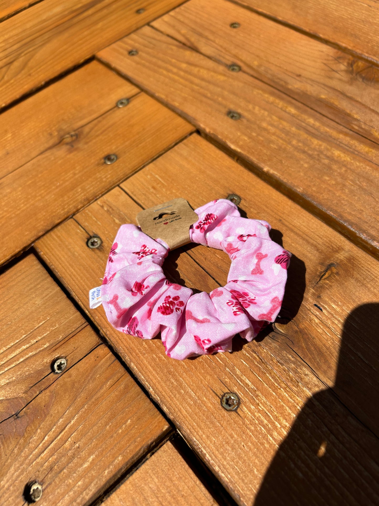 Pink Paw Print Scrunchie