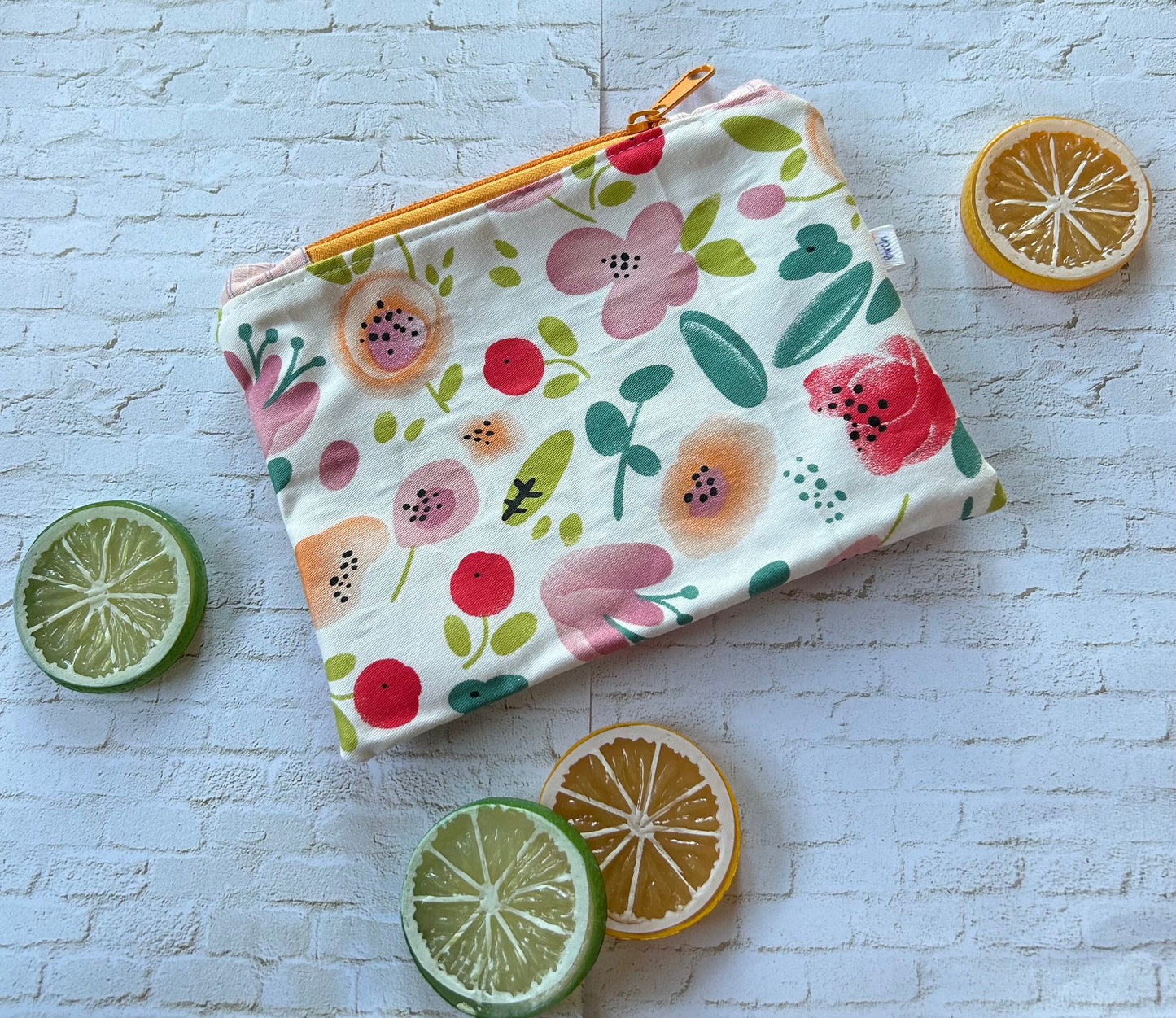 White Floral (2) Zipper Pouch